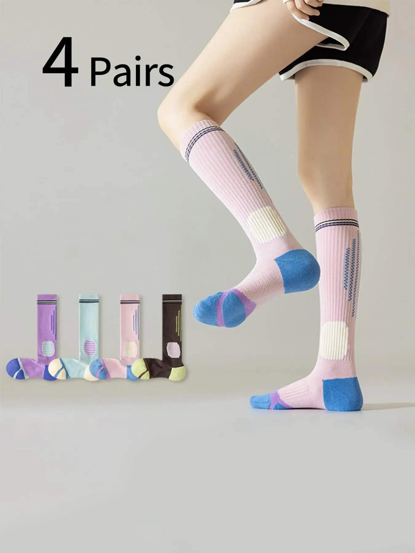 Yoga & Fitness Classes By Niharika Zirakpur Reviews - 4 Pairs Women's Sporty Compression Socks,