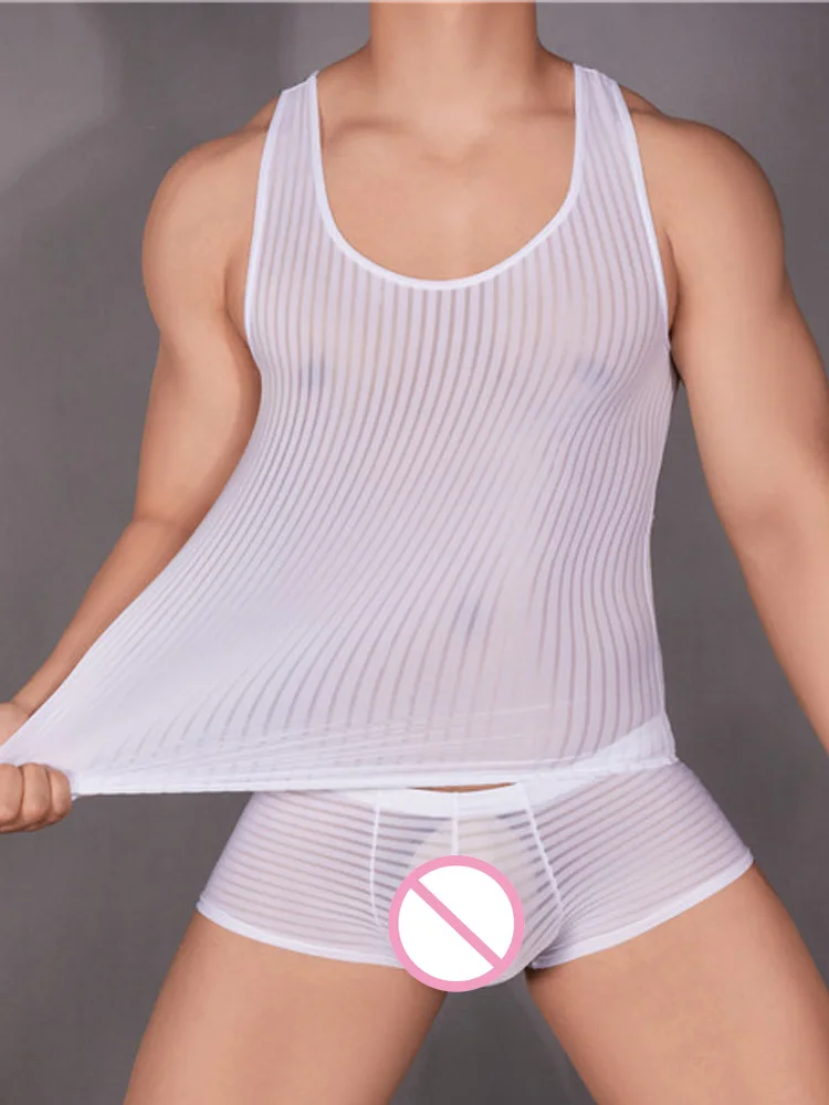 Stripe Sheer Men's Vest Sexy H - огляд і ціна Yoga Fitness Club