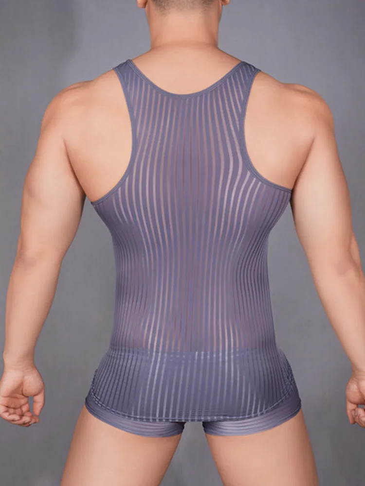 Stripe Sheer Men's Vest Sexy H - огляд і ціна Yoga Fitness Club